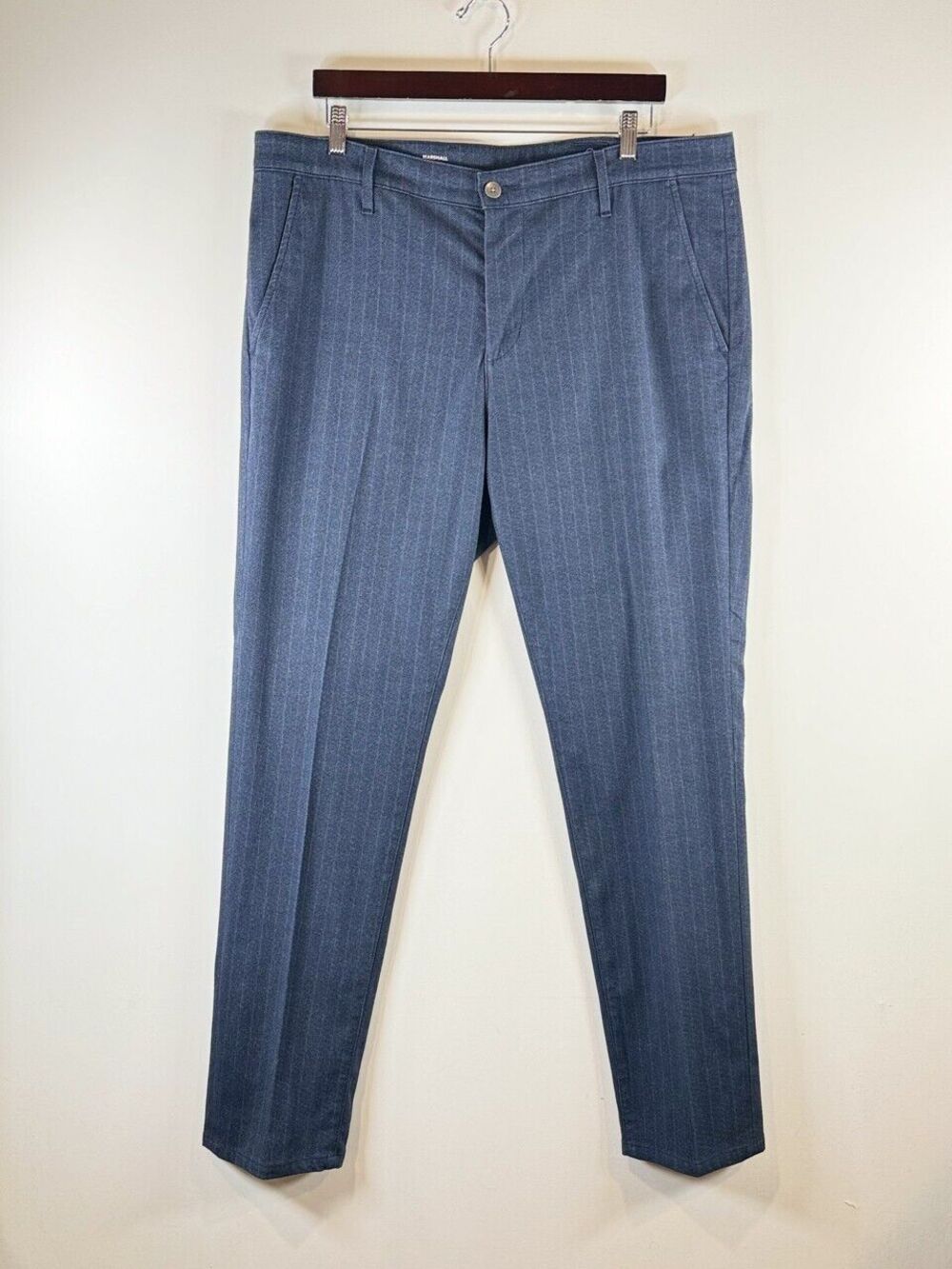 AG Adriano Goldschmied Men Pants Blue Marshall Slim Trouser Pinstripe Work 38x32